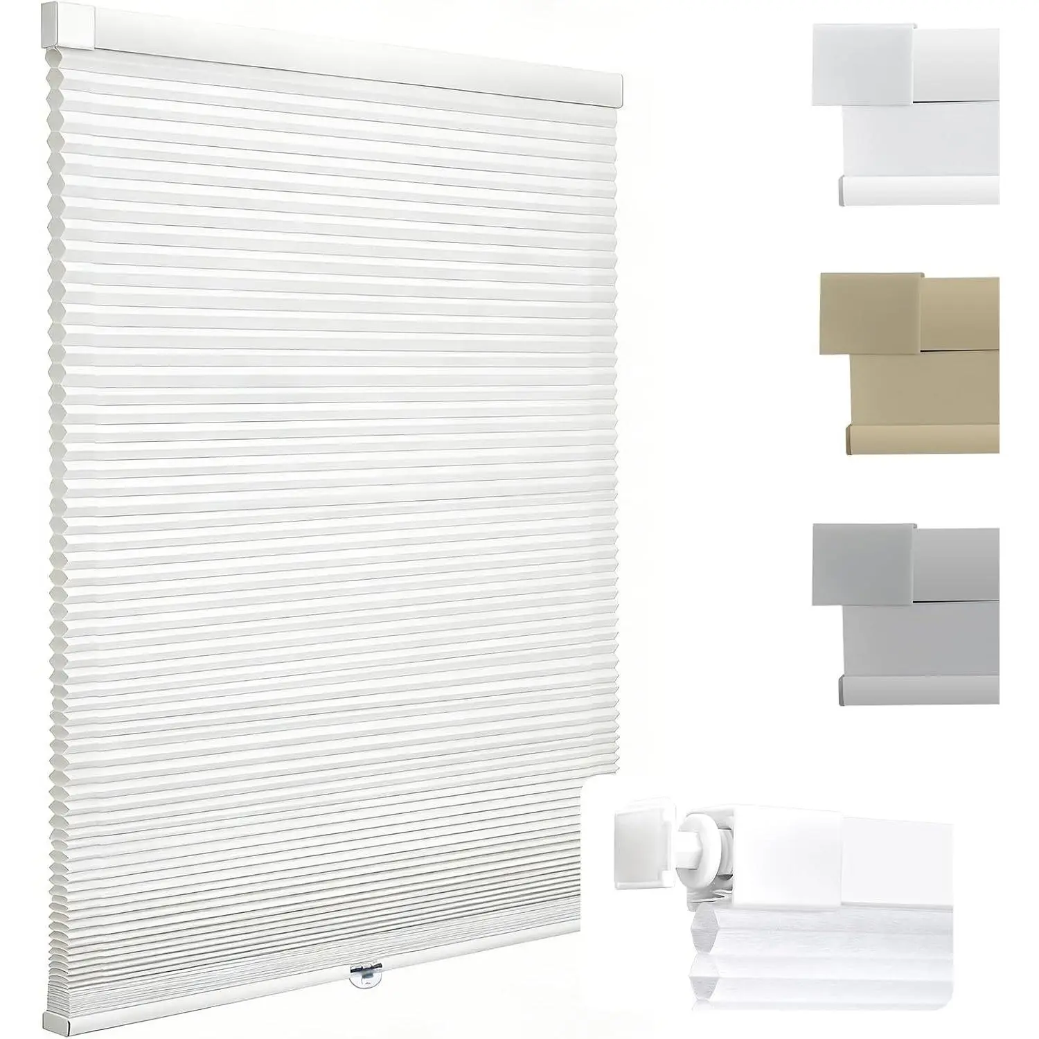 SERLMWNT No Drill Cordless Cellular Shades, Light Filtering Honeycomb Blinds, Thermal Insulated Noise Reducing Window Coverings for Bedroom, Kitchen, Living Room, 35" W × 48" H, White