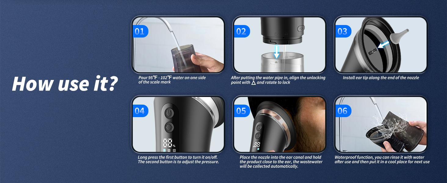 E80 Electric Ear Wax Removal – Rechargeable Water Spray | Temp Detection | 3 Pressure Levels | IPX7 Waterproof | Viral Deep Ear Cleaning System E80 Electric Ear Wax Removal – Rechargeable Water Spray | Temp Detection | 3 Pressure Levels | IPX7 Waterproof | Viral Deep Ear Cleaning System