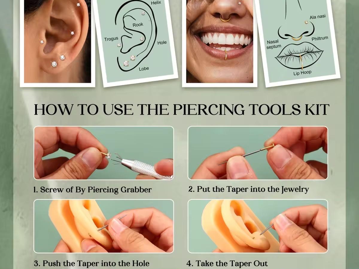 Viral 14K Gold Plated Flat Back Stud Hoop Earrings Nose Rings Studs for Women 316L Surgical Steel Stud Piercing Jewelry for Tragus Helix Cartilage Nose Hypoallergenic Lip Labret Medusa Piercing