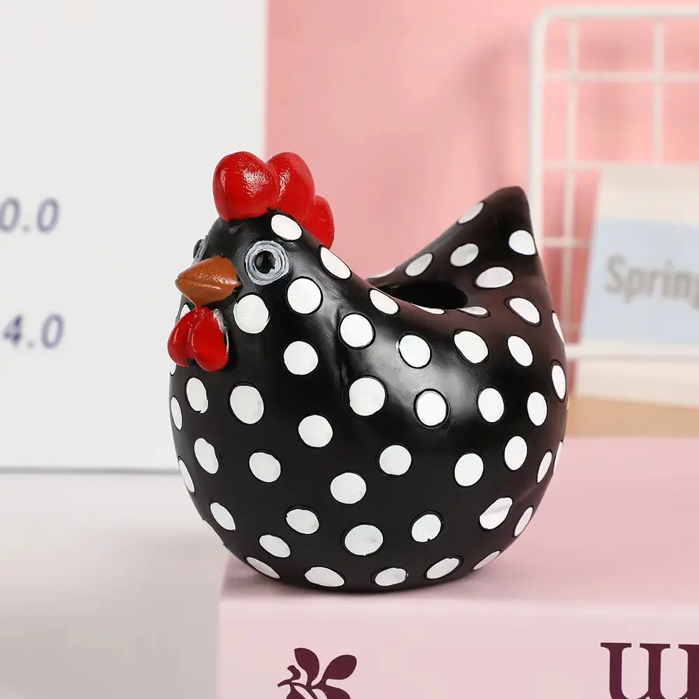 Chicken Chicken Spotted Hen Outdoor Chick Rooster Vase Garden Decoration Garden Accessories Resin Statue for Indoor/outdoor Decor