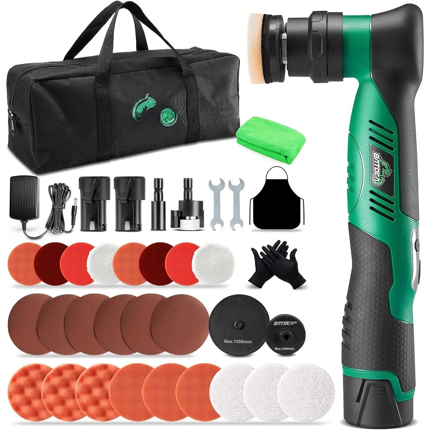 S5 Cordless  Buffer Polisher Kit 1 Inch 3 Inch  Action & Rotary Polishing Machine for  Detailing,2x 2.0Ah ,6 Variable Speeds 2000-5500RPM,Orbital Polisher for  Boat Polish