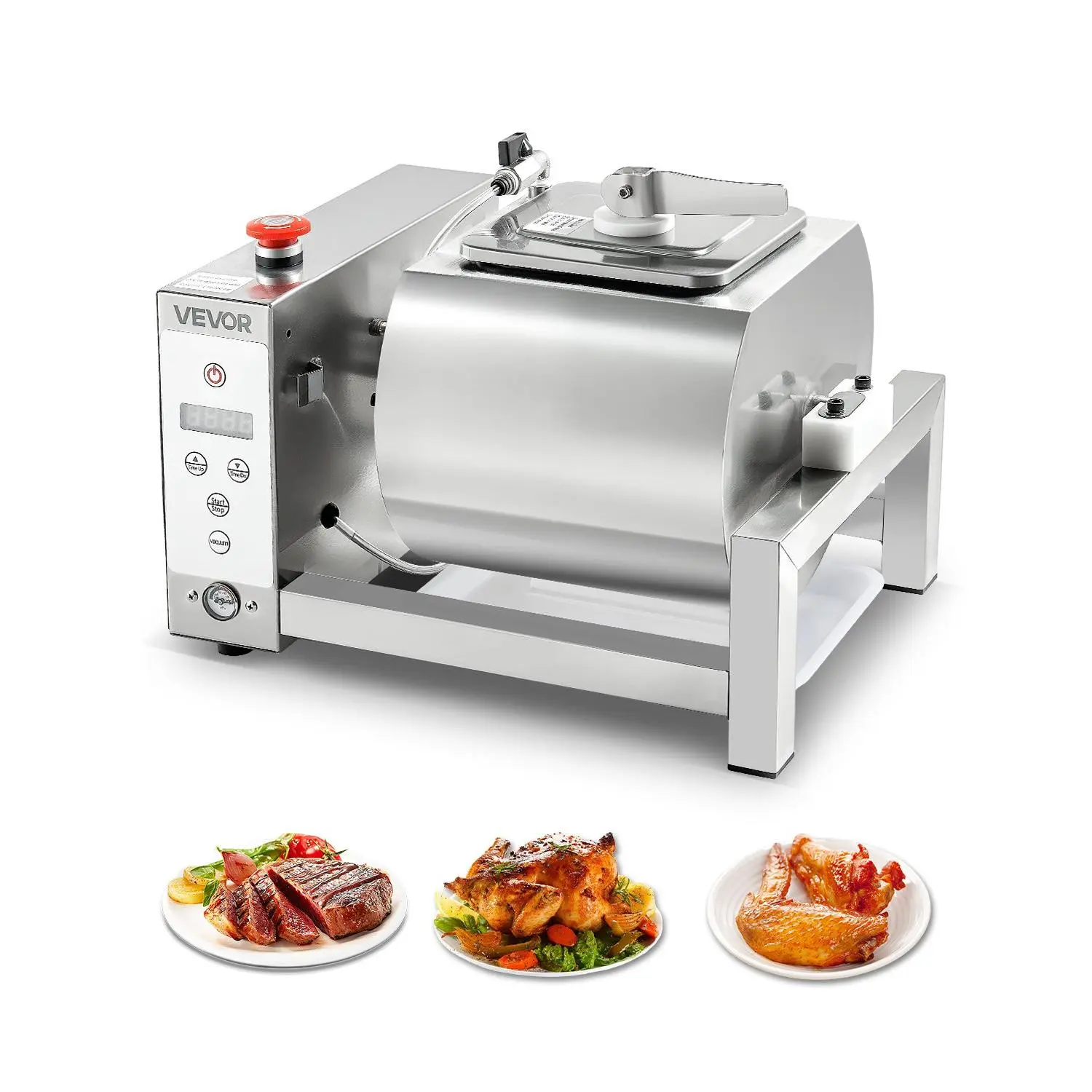 【DealsForYouDays】VEVOR Meat Tumbler Marinator, 10L Vacuum Tumbler Marinating Machine with Automatic Bidirectional Rotation, Stainless Steel Vacuum Curing Machine for Chicken Steak Pork, Home Commercial Use