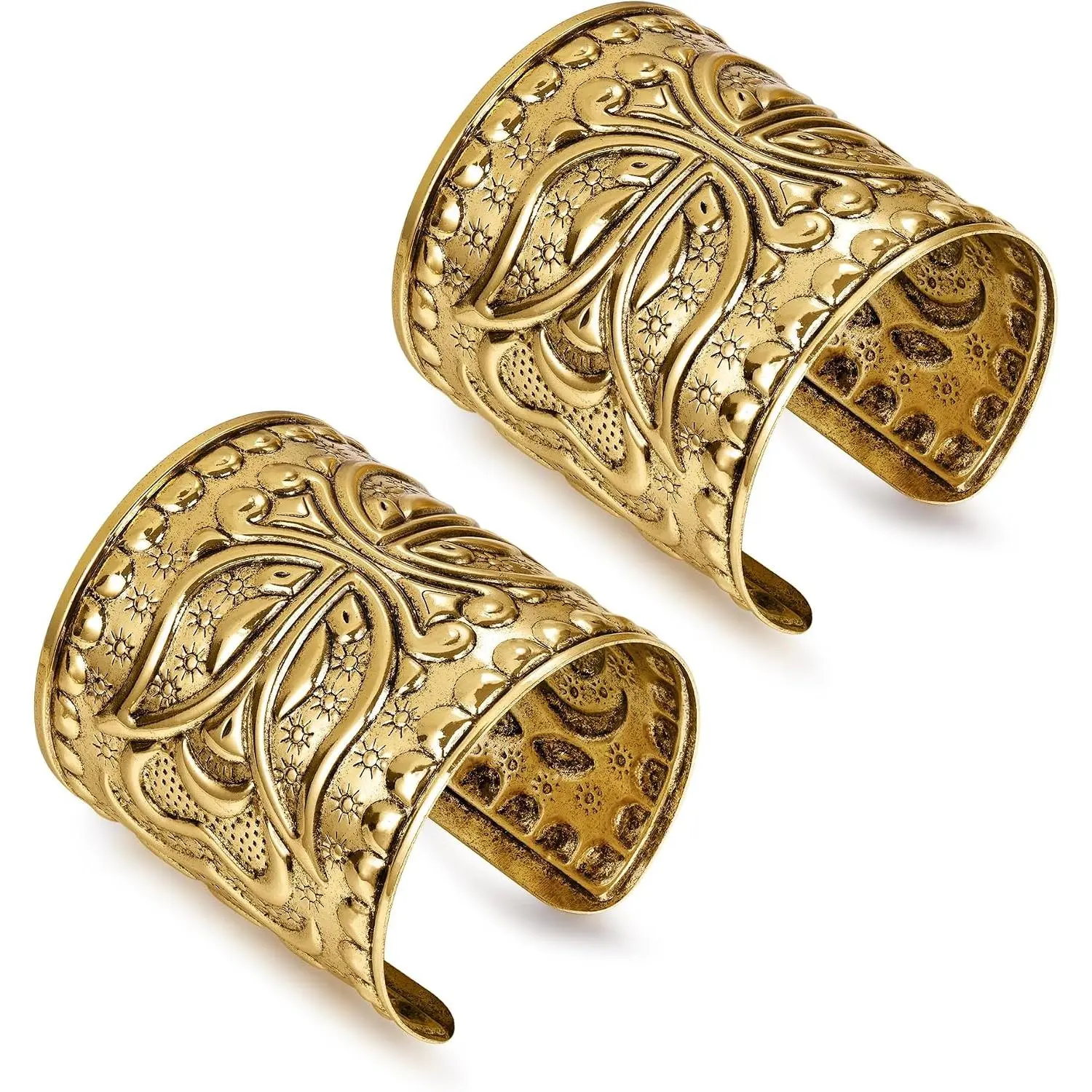 2 count  Cuff Bracelets for Women  Chunky Open Cuff Warp Bracelet Set Ethnic Statement Wide Bangle Bracelet Retro Gypsy  Cuff Bracelet