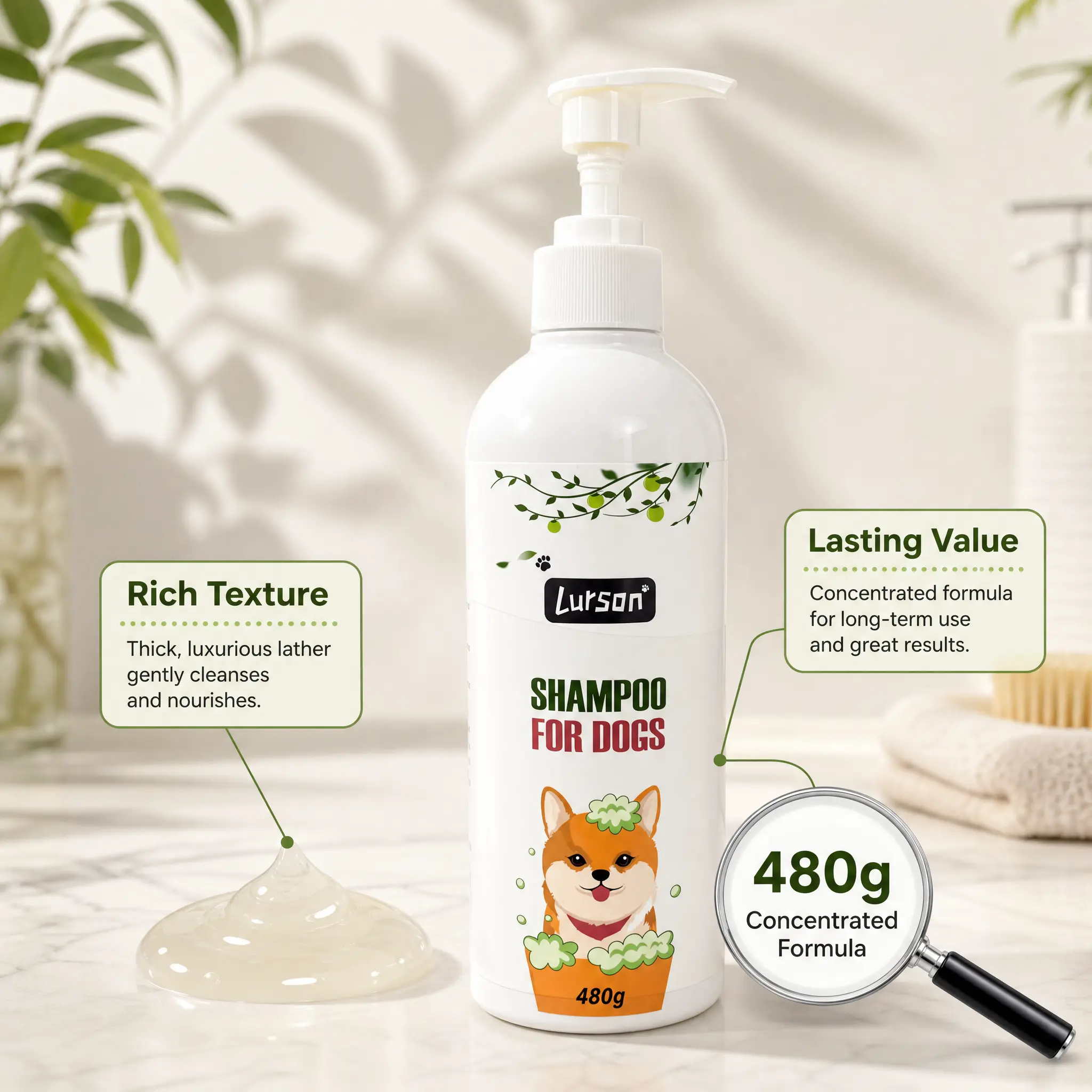 Mild Plant-Based Dog Shampoo for All Dog Breeds | Deep Coat Cleansing & Long-Lasting Fresh Fragrance for Dogs With Sensitive Skin