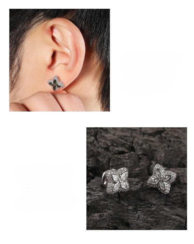 [ICE HUE]18K Gold Vacuum Plated Copper with 5A+ Sri Lanka Colorful Zircon Dopamine Clover leaf Earrings Miami Italy Mexico & Micro Inspired for Women & Men Luxury Jewelry,Daily Wear,Casual Fashion,Gift Idea,Chicano,Classic,Hip Hop,Simple,Sporty Style