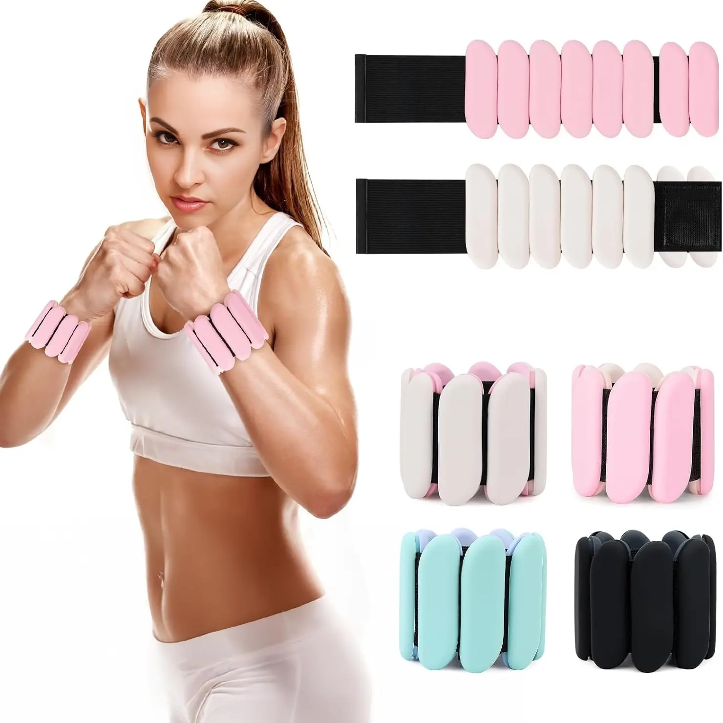 Adjustable Ankle Weights, 1 Pair Ankle Weights for Women & Men, Suitable for Home Gym, Yoga, Pilates, Dance, Aerobics and Walking Exercises