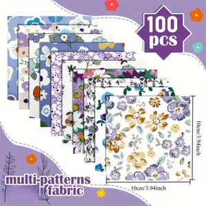 100Pcs Spring Holiday Fabric Squares Precut Quilting Fabric Bundle Assorted Printed Cotton Patches for Craft Sewing Patchwork and DIY Material Kits