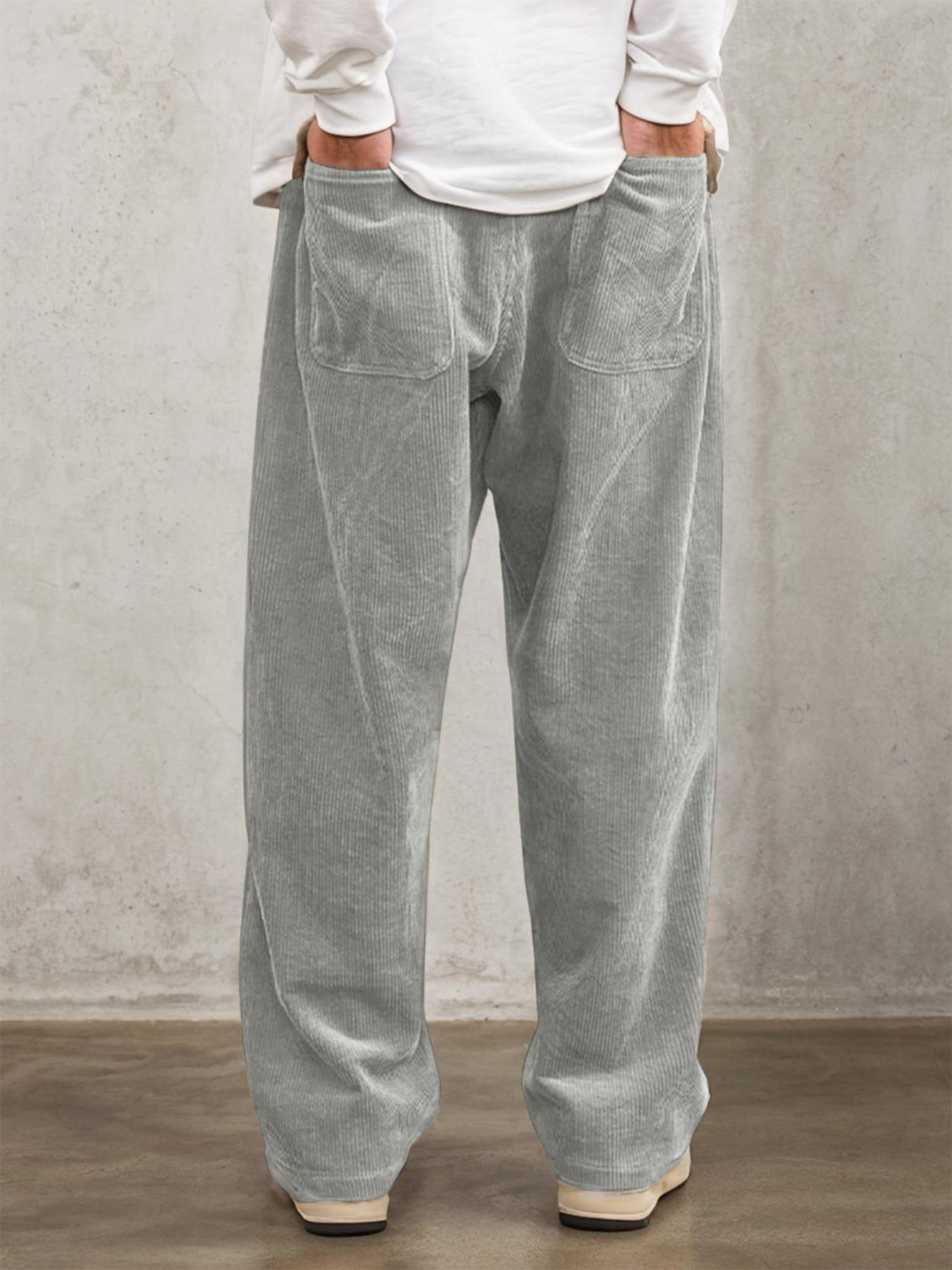 Men's Letter Patched Drawstring Waist Pants Comfy Straight Leg Trousers for Daily Wear, Casual Street Trousers, Men's Bottoms for All Seasons