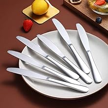 Dinner Knives Set Of 6, Stainless Steel Shiny Mirror Dinner Knife, Butter Knife Spreader Table Knives Sturdy And Dishwasher Safe Birthday Dinner Knives Set Of 6, Stainless Steel Shiny Mirror Dinner Knife, Butter Knife Spreader Table Knives Sturdy And Dishwasher Safe Birthday
