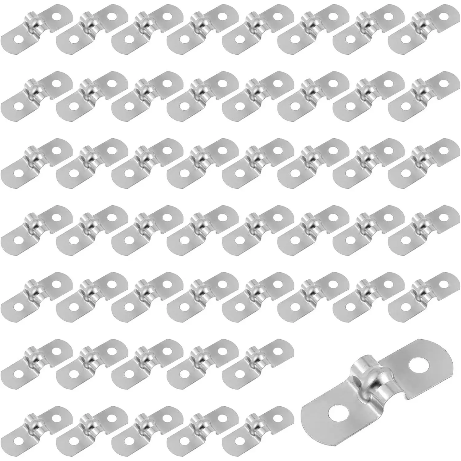 50 count 1/4" Two Hole Strap U Bracket, M5 Rigid Pipe Strap Clamp Stainless Steel Pipe Bracket Conduit Clamp for Fixing Pipes