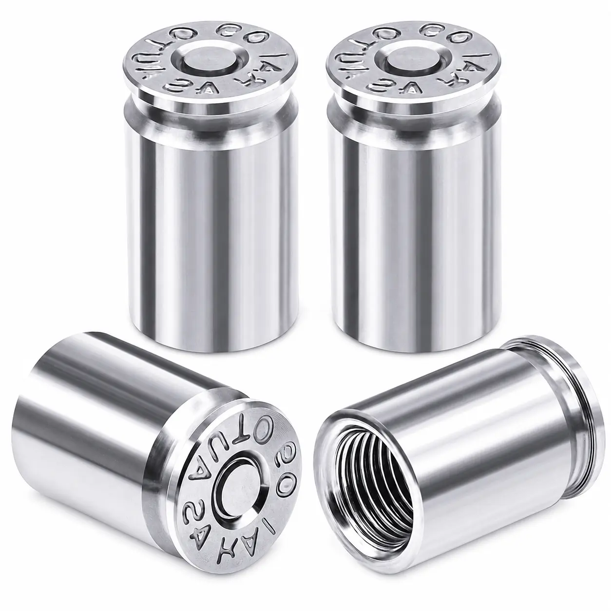 4PCS Aluminium Bullet Shell Car Accessories Tire Valve Stem Caps, Easy-Installation Dustproof Covers, Universal for Cars, SUVs, Bikes