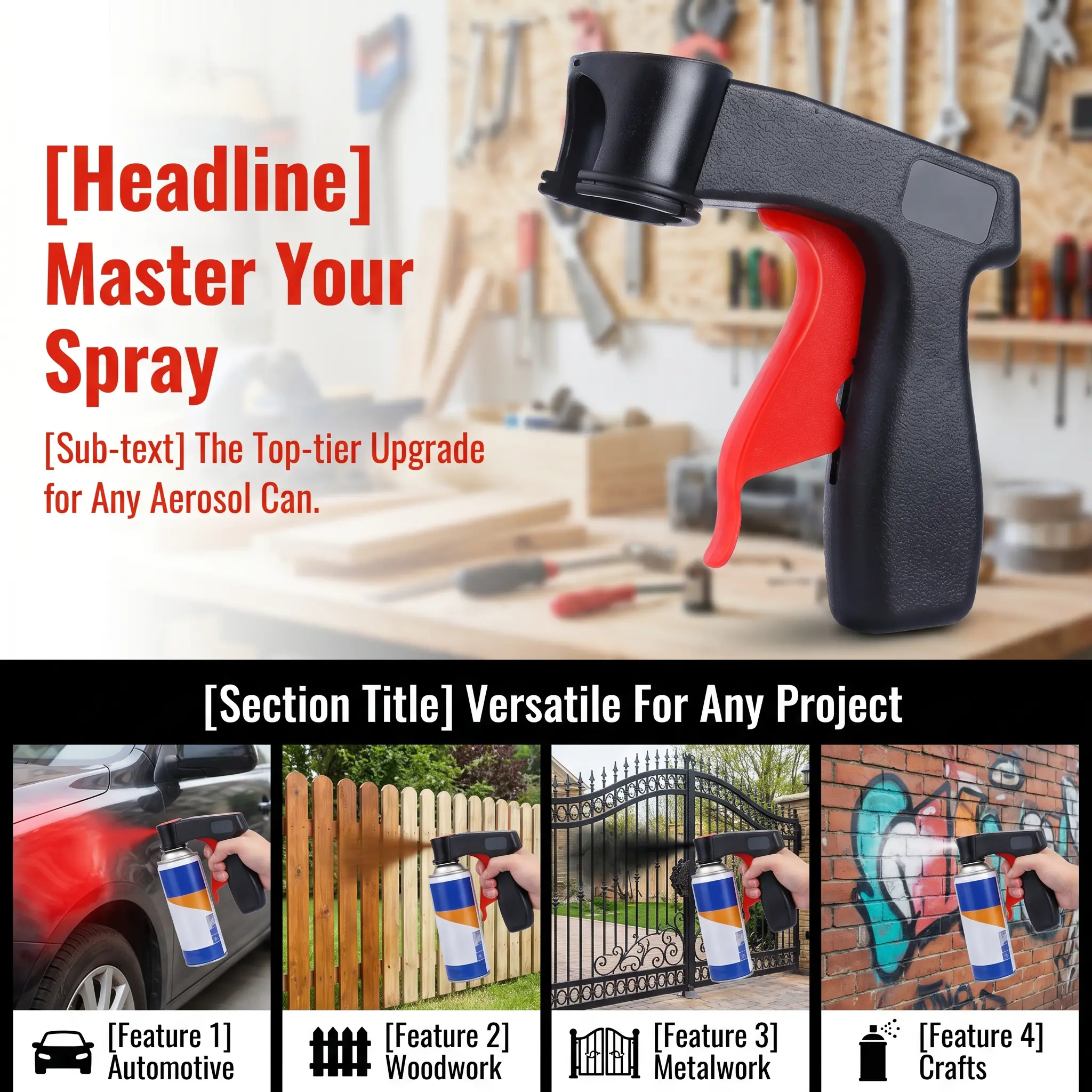 Portable Spray Gun Handle Universal Handheld Paint Sprayer Grip Ergonomic Coating Applicator for Car Painting DIY Projects Outdoor Fun Fathers Day Gift