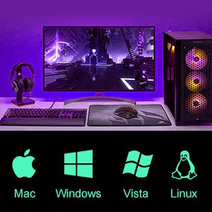 Wireless Gaming Mouse, Rechargeable Wireless Computer Mouse, 7-Color LED Light, Ergonomic Mouse with 6 Silent Click Buttons, 3 Adjustable 2400 DPI Wireless Mouse for Laptop,PC,Mac, Black