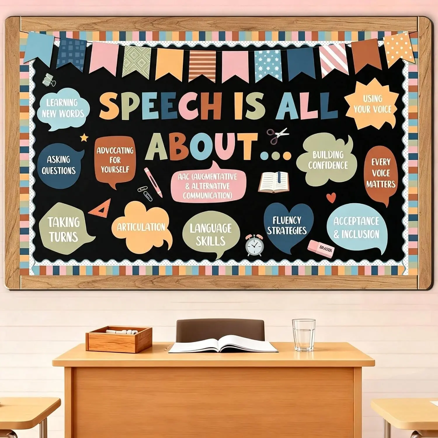 Speech Therapy Classroom Decor Sets - Speech Bulletin Board Decorations, Back to School Paper Cutouts, Speech Learning Bulletin Board Supplies for Classroom Wall Decor