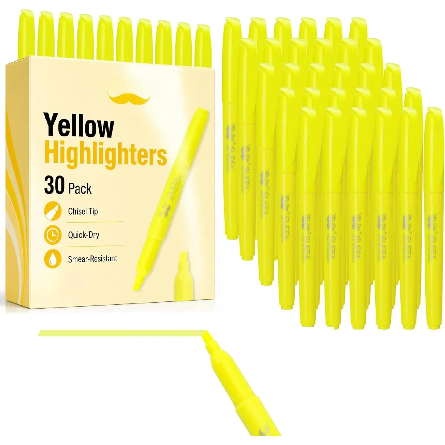 - Yellow Highlighters, 30 Pack, Chisel Tip, Quick-Dry | Smear-Resistant, Odorless Yellow Highlighters Bulk for School, Office & Journaling