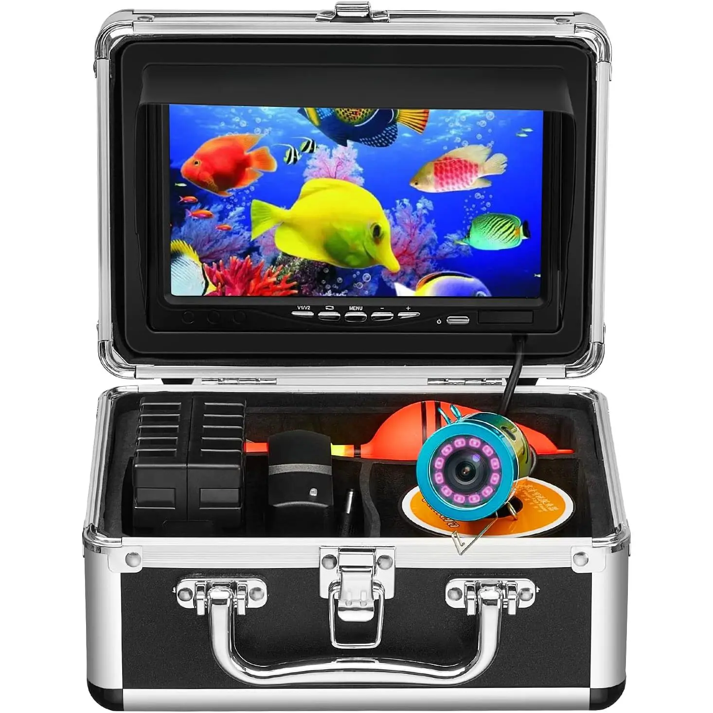 Underwater Fishing Camera 7 inch LCD Monitor Fish Finder Waterproof 1000TVL Fishing Camera 12pcs Infrared Lights  Lake, Boat, Ice Fishing
