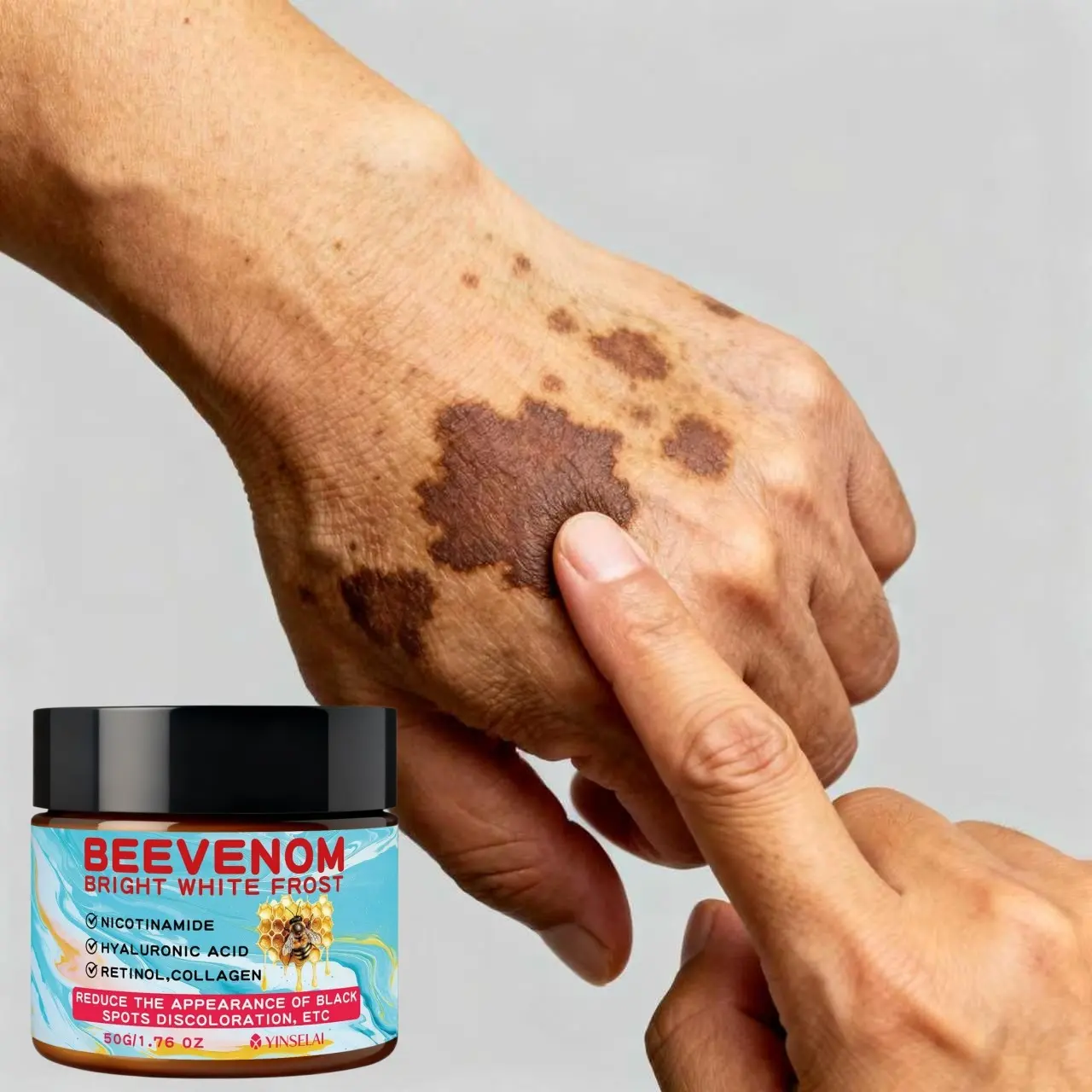 Multi-Active Brightening Cream, Bee Venom Nicotinamide Retinol Collagen, Improves Dull Discoloration