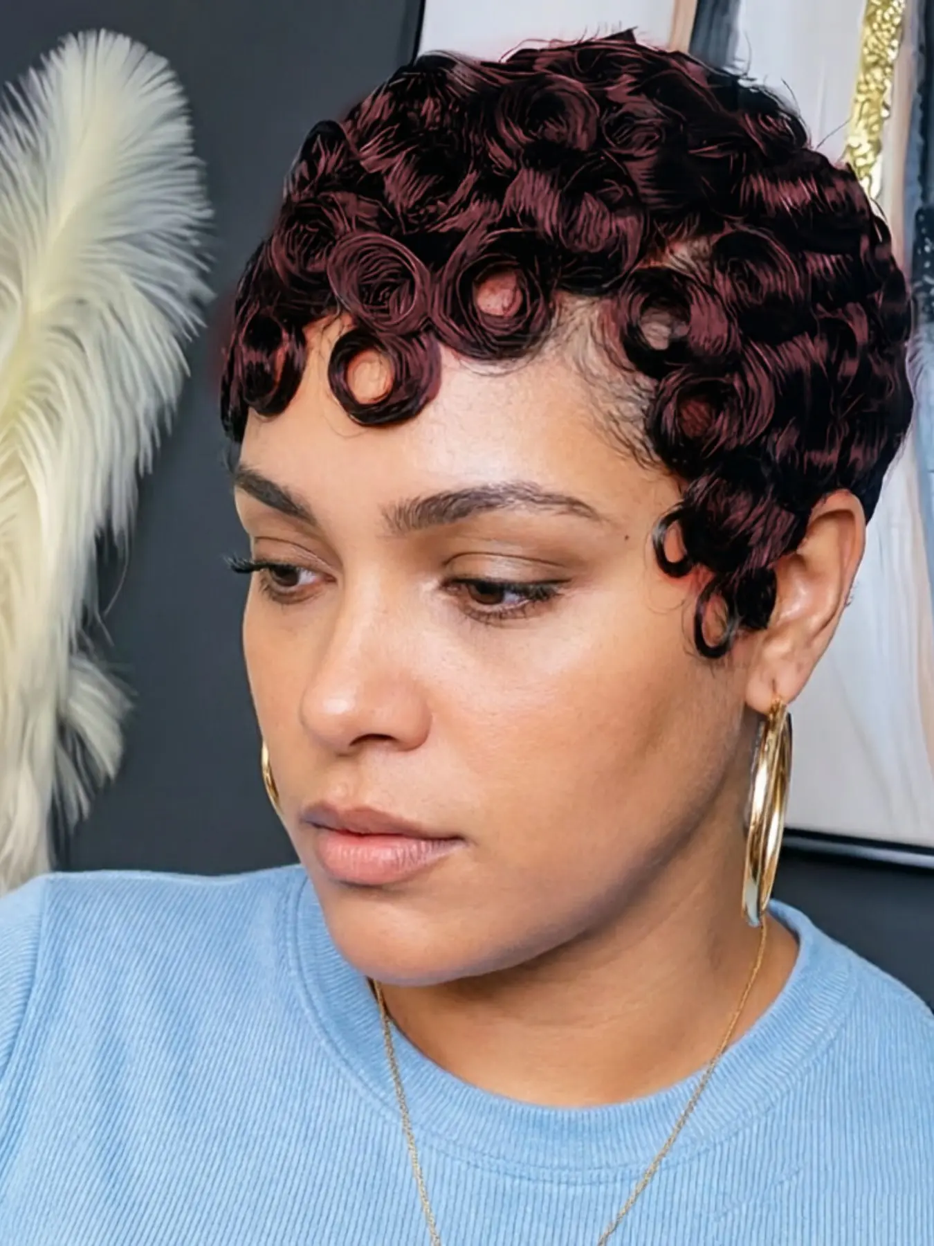Side Part Short Hair Wig for Women Human Hair Short  Wig, Curly Wig, Fully Machine Made, Perfect for Female Use, Side Part Wigs
