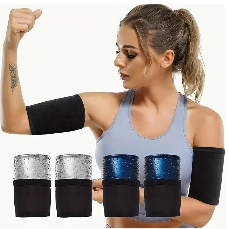 Adjustable OneSize PU Leather Sweat Arm Bands - Sweat Guard Arm Covers, Lightweight Stretch Sauna Wraps, Men’s Workout Gear for Gym, Running, Home Exercise, Adjustable Wrap