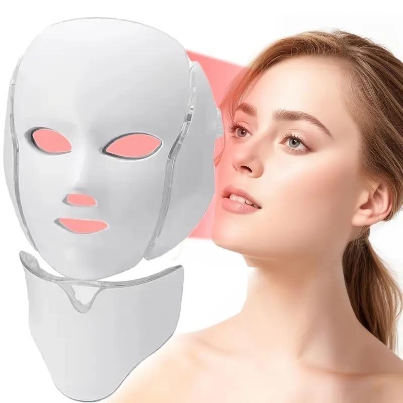Seven color LED facial and neck care device, odorless, 110-240V voltage, American plug, plug-in, high-frequency facial skincare and beauty device