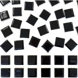 50 Pieces Black Mosaic Tiles for Crafts 1" Ceramic Tiles Assorted Colors Square Ceramic Mosaic Project Supplies for Photo Frame Mosaic Stepping Stones Bath Old Pool Furniture Decor