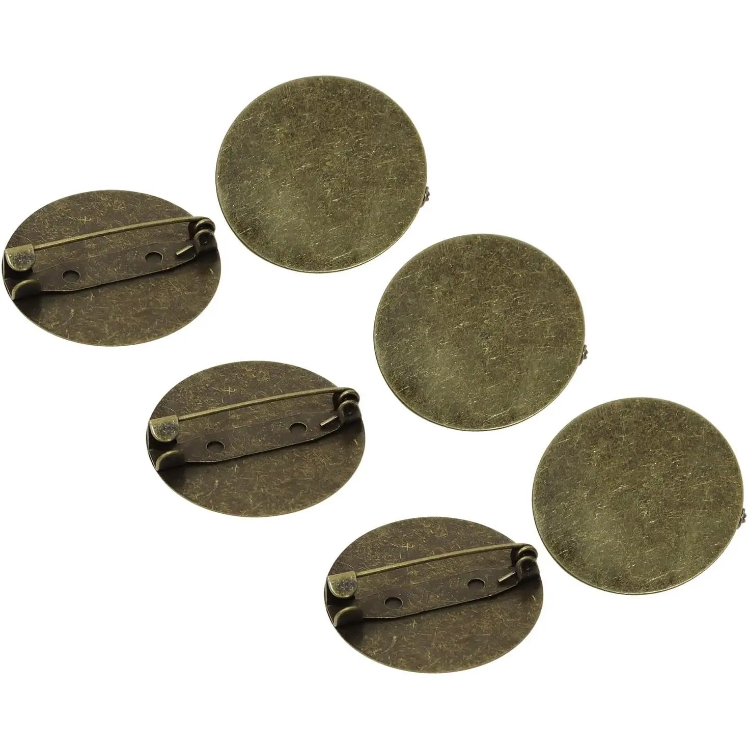 30 count 3cm Metal Brooch Tray Round Flat Blank Pins Disk Base  Clasps Badge Craft Fasteners Lock Buckle Bar Pin for Corsage Lapel DIY  Decor Name Tags Making Accessories (Bronze)