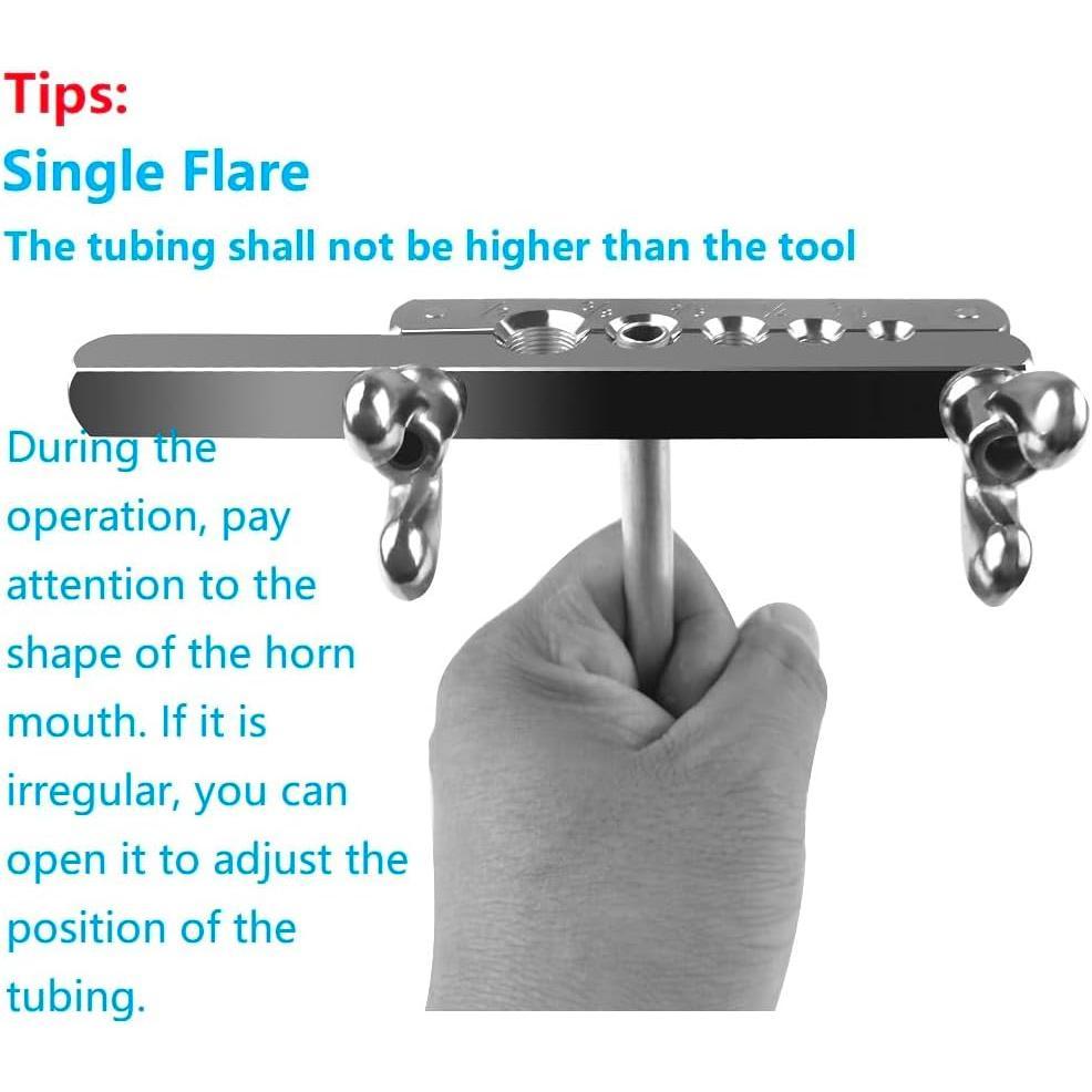 Line Flaring Tool Kit, 3/16", 1/4", 5/16", 3/8" and 1/2" Double & Single Tubing Flare Tool for Copper and   Line Tube