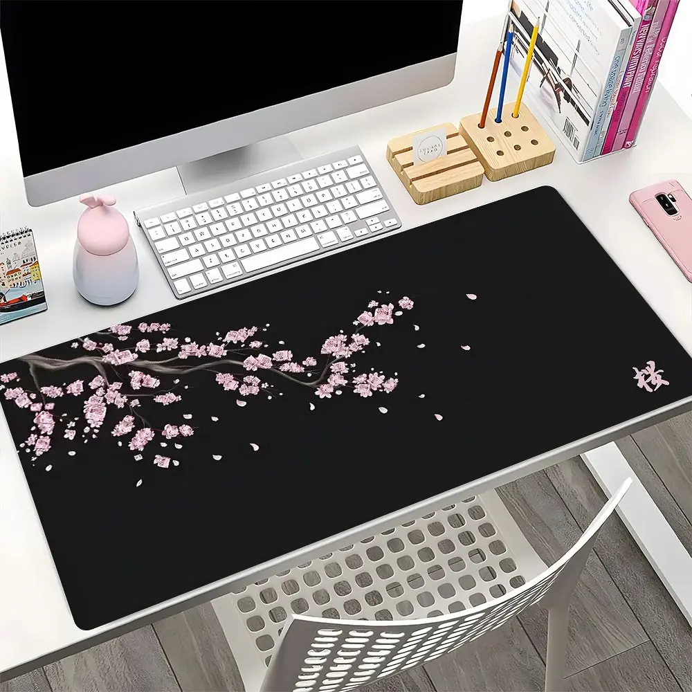 Minimalist Japanese Cherry Blossom XXL Desk Mat,Extended Large Gaming Mouse Pad, Non-Slip Rubber Base Stitched Lock Edge Desk Mat, Durable Computer Accessory, Desk Accessories for Home Office & Gaming Setup,Perfect Gift for Students,Friends,Daily Use