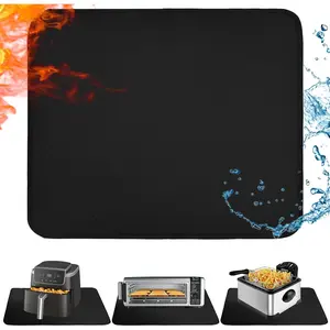 Heat Resistant Mat for Countertop, 16x20in Hot Pads for Kitchen Counter Heat Protector, Fireproof Air Fryer and Deep Fryer Mat for Oven, Coffee Machine Compatible with Ninja, COSORI, Cuisinart, Black