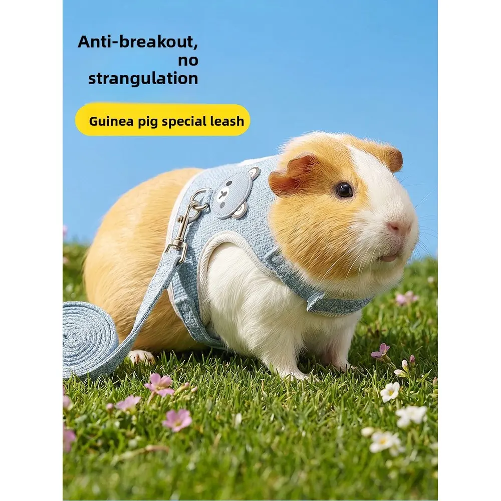 Guinea Pig Harness and Leash Set, Adjustable Escape-Proof Vest Harness for Rabbits, Dwarf Bunnies, Hamsters & Small Pets, Soft Breathable Walking Leash for Outdoor