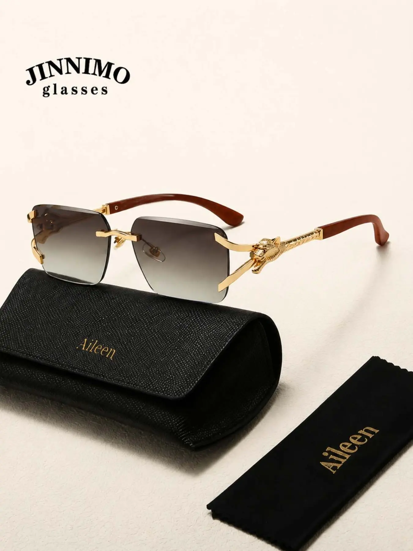 Unisex Fashion Sunglasses, Retro Temples, Frameless Design, Lightweight, Includes Case, Perfect for Parties & Street Style