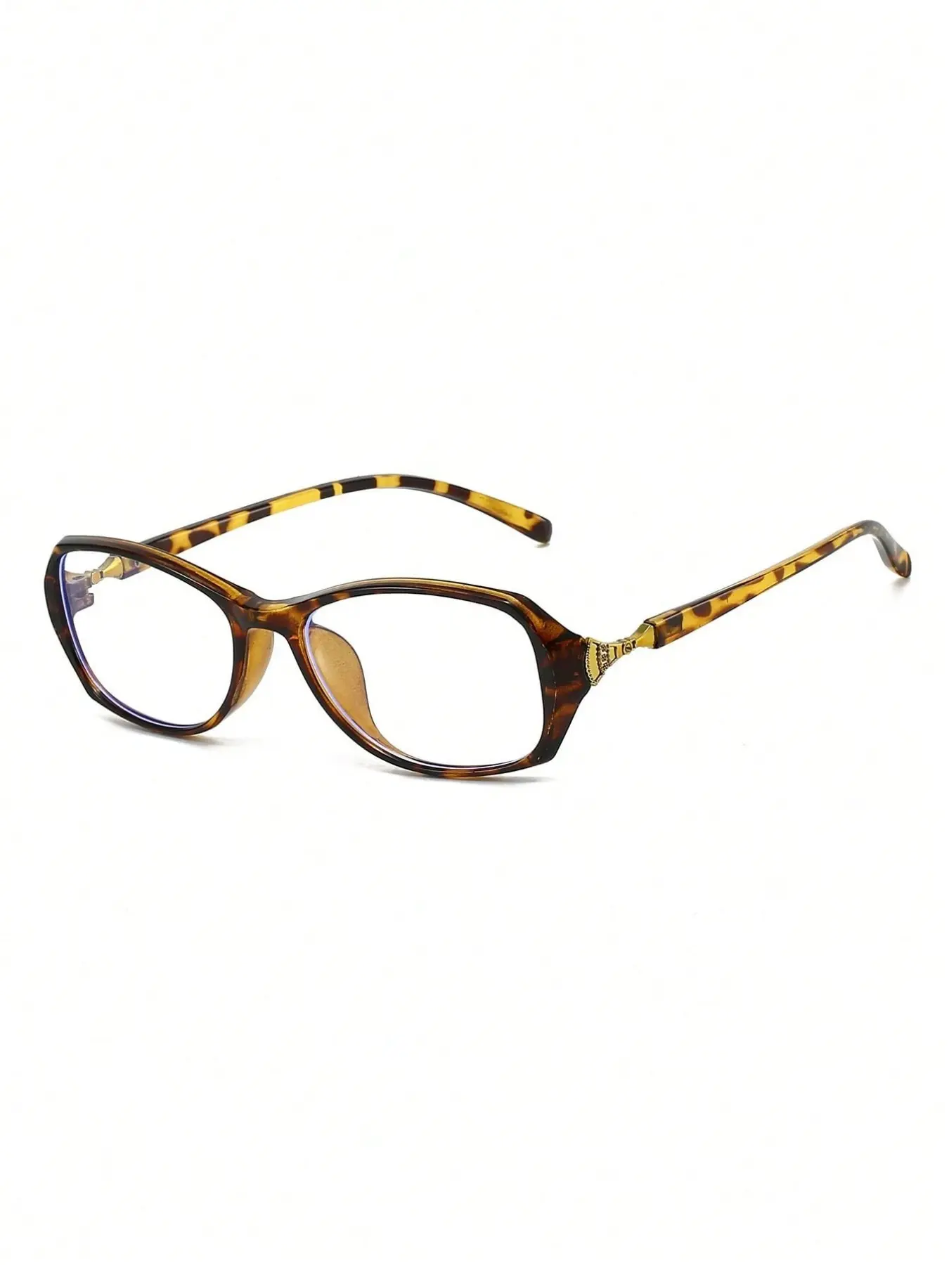 Women's Leopard Print Oval PC Frame Glasses, Vintage Solid Color Personalized Eyewear, Casual Style for All Seasons