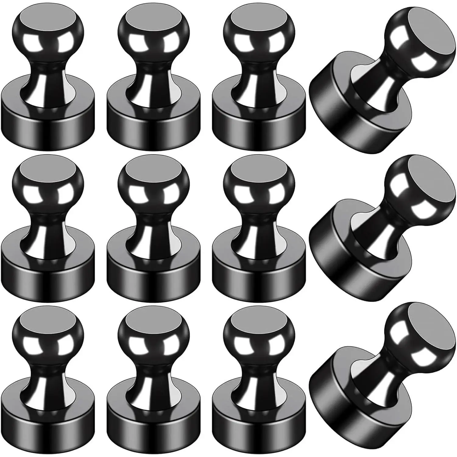 Fridge Magnets 12Pcs Refrigerator Whiteboard Small Strong Magnet Classroom Kitchen Accessories Decorative Locker Set Decor Must Haves Office Calendar Refrigerador Magnetic Cute Crafts Black