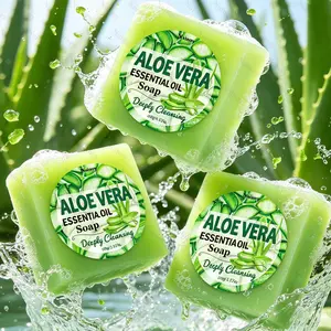 100g 3pcs Aloe Vera Essential Oil Cleansing Soap,with Salicylic Acid,Niacinamide,72 hour oil control,Deeply and Gently Cleanses Moisturizing,Soothes Skin,Hydrate,Multi functional handmade soap,Unisex-Adult,portable,long-lasting fragrance