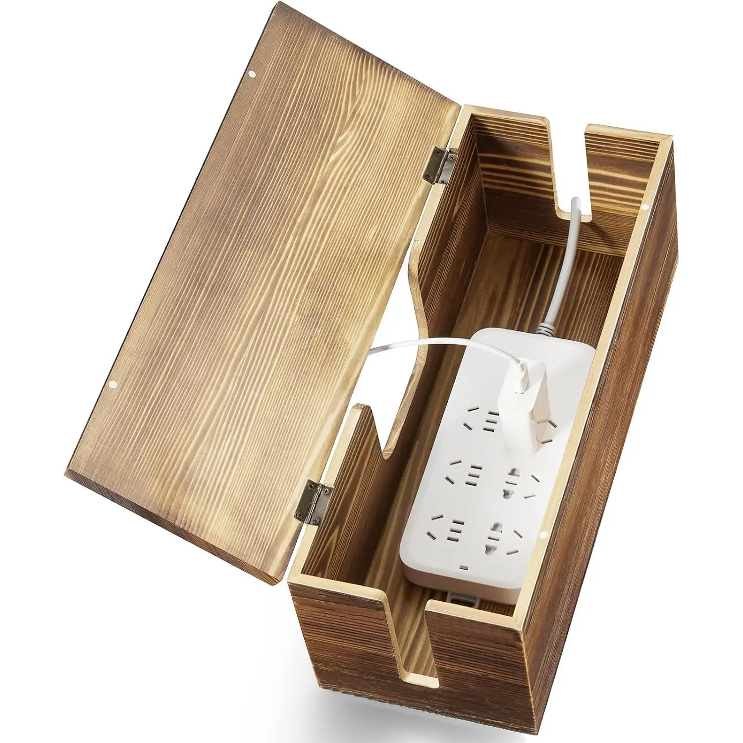 Large  Management Box - Burnt   Organizer Box and Floor Cord Covers for Electrical Cord Management -  Desk Cord and Floor Cables - Wire Storage and Organization for Cords