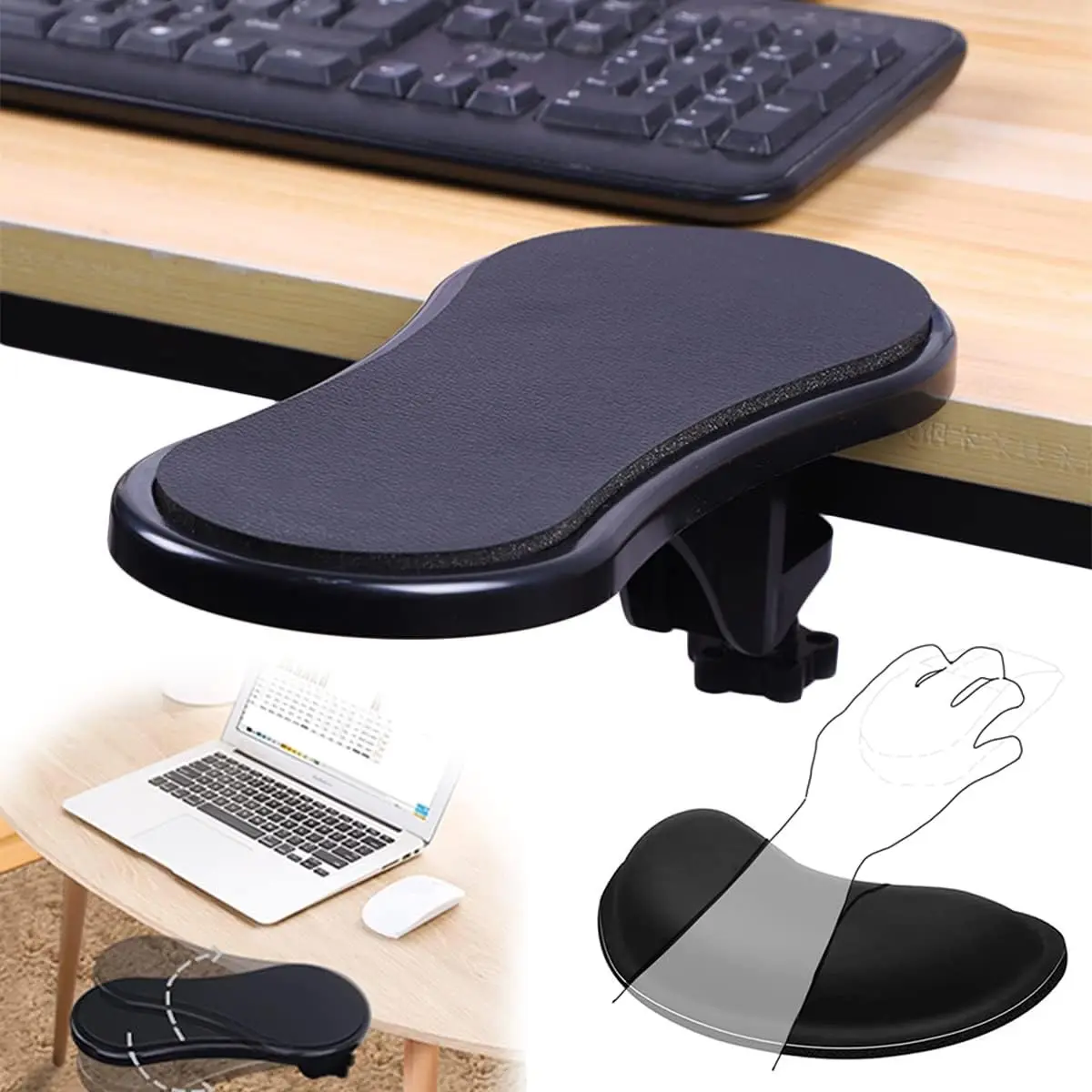 Armrest Support,Keyboard Wrist Rest Pad,with Mouse Wrist Cushion Support for Office Adjustable Wrist Rest Extender,Wrist Support Pads for Keyboard and Mouse Ergonomic Design Arm Rest Pad, Ergonomic Arm Rest Mouse Pad for Chair，Adjustable Mouse Tray