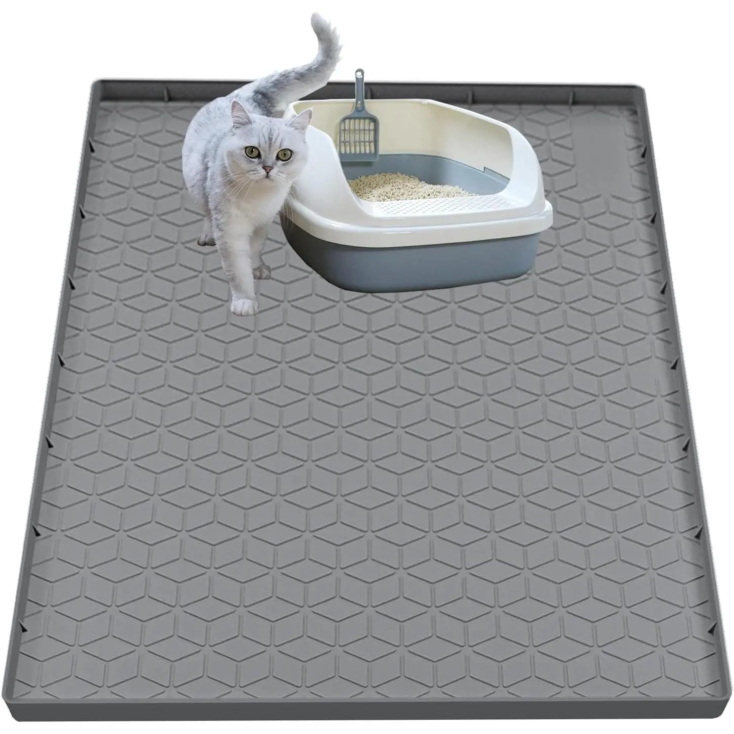 Cat Litter Mat for Litter Box, Silicone Large Cat Litter Trapping Mat , Waterproof & Non-Slip, Durable & Easy Clean,