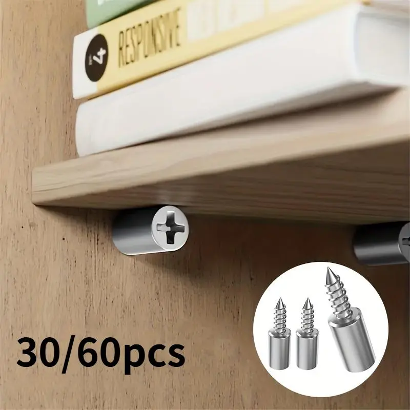 60pcs Self Tapping Screws For Easy Installation Of Cabinet Shelf Brackets And Wooden Shelf Pins, Non-slip Punch-free