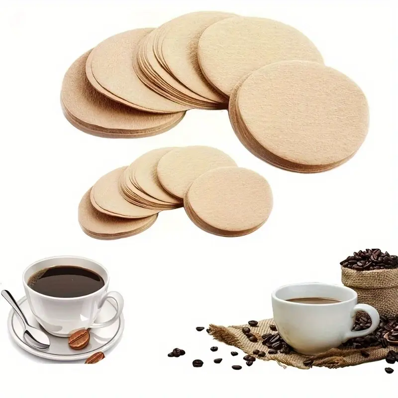100pcs Unbleached Coffee Paper Filters for Espresso Machine - Disposable Log Color Round Coffee Filter Compatible with Moka Pot, Breville Barista, Mr. Coffee, and Espresso Coffee Makers