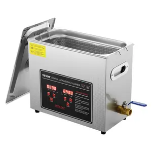 VEVOR 6L Stainless Steel Ultrasonic Cleaner with Digital Timer, Heater, 180W-350W Power, 100-120V, 11.8" x 5.9" x 5.9" Size, Professional Cleaning Machine for Eyeglasses, Watches, Rings, Small Parts, Circuit Boards