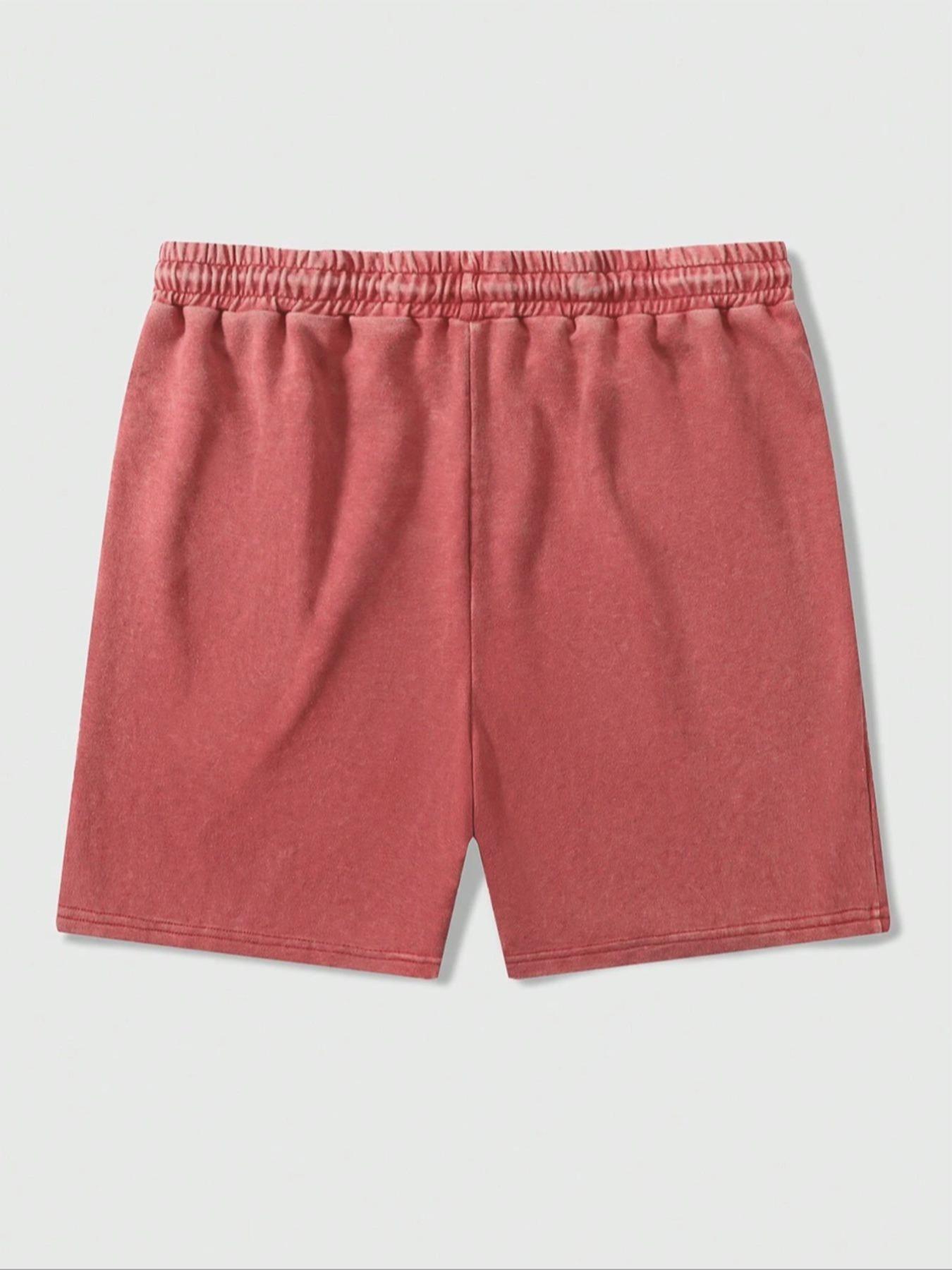 Men's Cross Print Washed Distressed Drawstring Waist Shorts, Loose Casual Street Style Graphic Shorts for Summer, Casual Streetwear Shorts, Men's Bottoms for Daily Wear