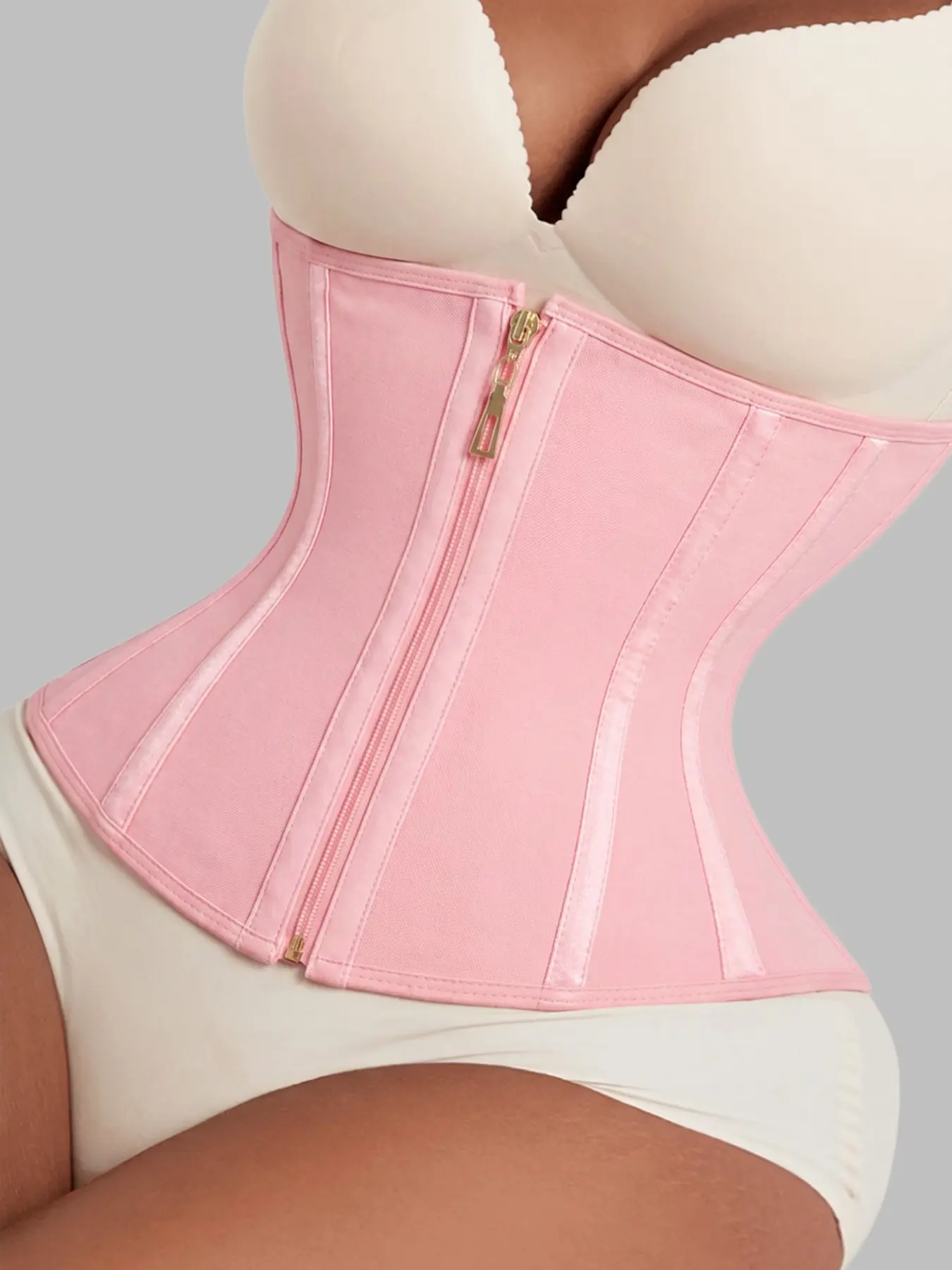 1 Count Women's Double Closure Gold Zipper & Hook Shapewear Belts, Fajas, Contouring Boned Waist Cincher, High Compression Sturdy Steel Bone Waist Trainer, Smooth Tummy Control Support Girdle, Suitable For Home Relaxation, Nights & Lazy Sundays