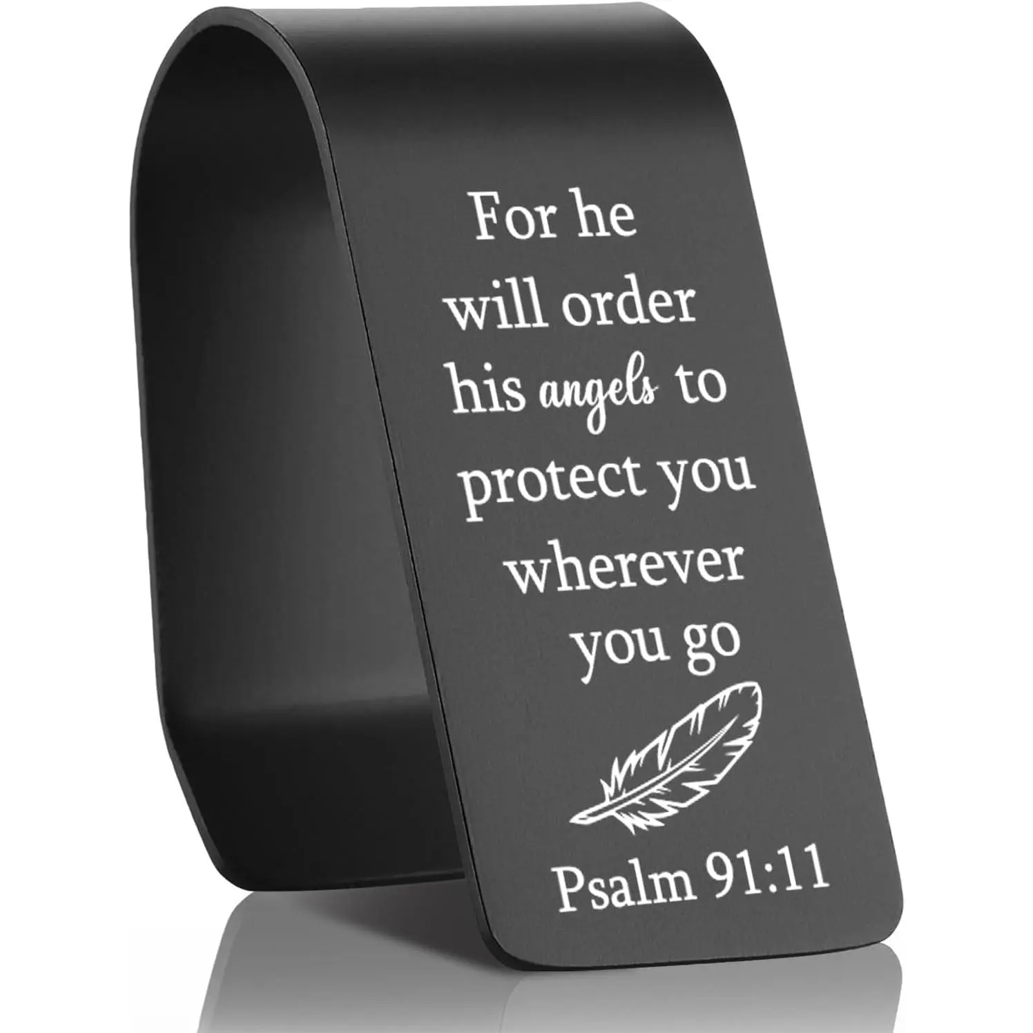 Christian  Visor Clip with Psalm 91:11 Scripture, Stainless Steel Religious Accessory for , Inspirational  for Driver, Faith-Based Reminder of Protection and Safety EDG22