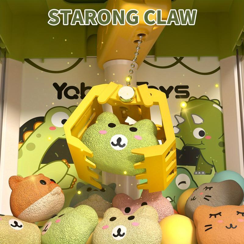 Dinosaur Claw Machine with Sound, Arcade Vending Machine, Grabber Prize Dispenser with 10 Plush & 10 Balls, Party Favors for Home Parties & Birthday Gifts Ages 3–9