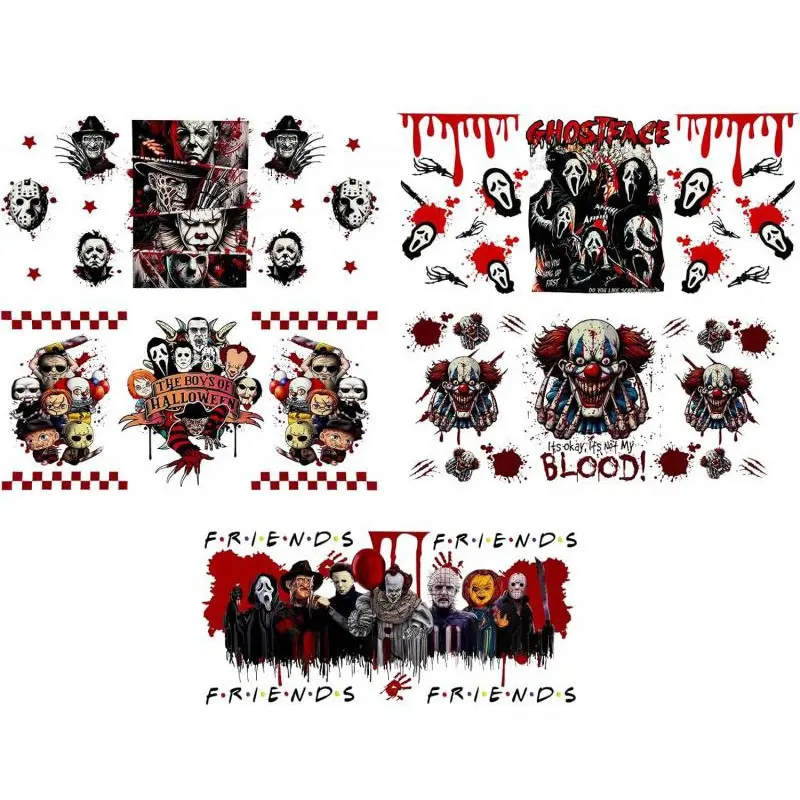 UV DTF Cup Wraps for 16 oz Glass Cups, 5 Sheets Rub on Transfers for Crafts, Uv Dtf Decals Stickers for Tumblers, Sticker Set