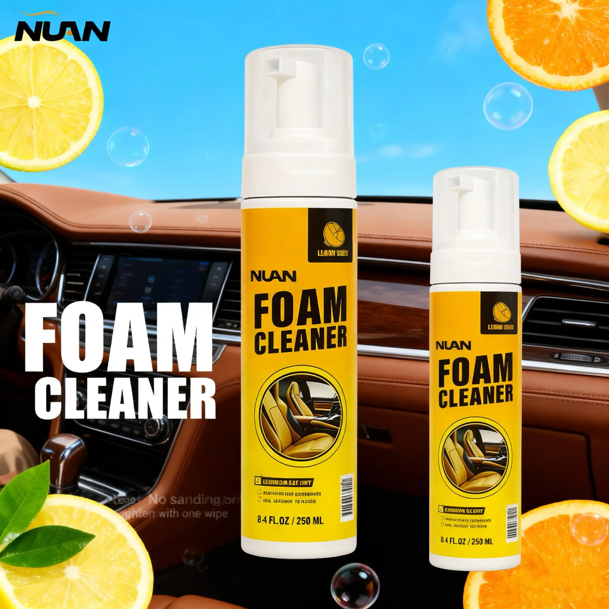 NUAN multi-purpose cleaning spray foam cleaner all purpose NUAN Interior Foam Cleaner – For Leather Seats, Plastic Panels, & Headliner PM513