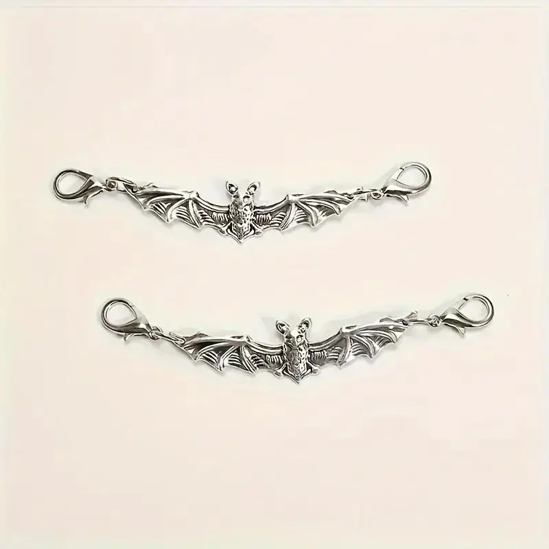 2pcs Dark Punk Bat Charms, Gothic Alloy Shoe Laces, DIY Decor for Sports Shoes, Canvas Shoes, Boots, Festival Accessories