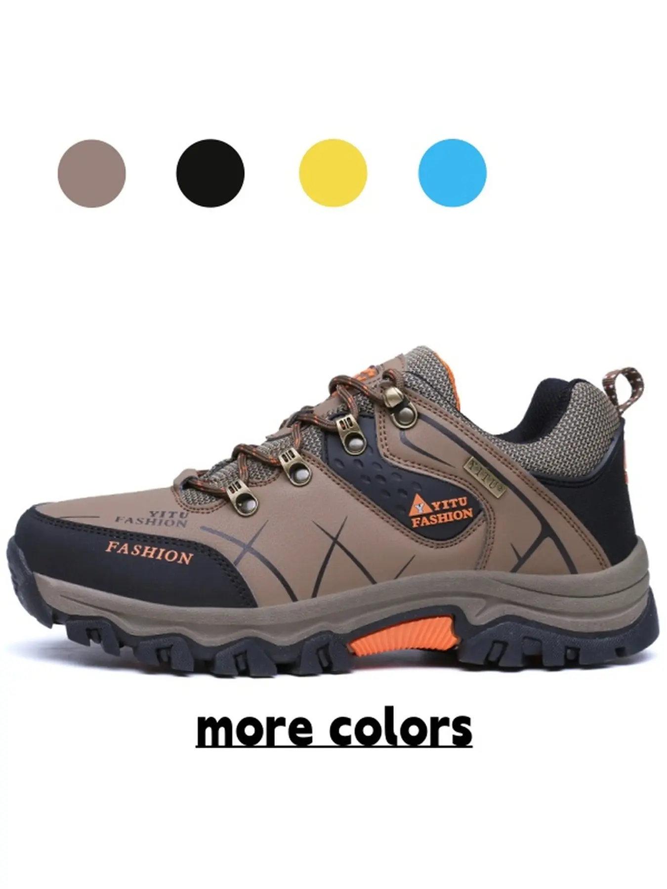 Men Mixed Fabric Hiking Trainers Breathable Mesh Lining Rugged Serrated Outsole Lightweight Mountain Climbing Sneakers