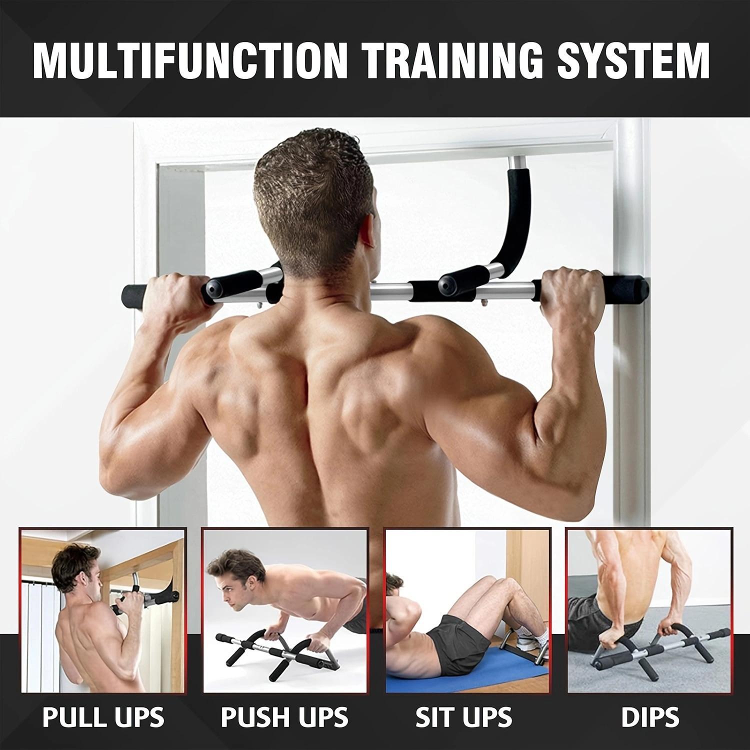 Door Hanging Pull Up Bar, Adjustable Pull Up, Multifunctional Muscle Training Bar, Home Gym Pull Up Bar for Men & Women, Indoor Fitness Equipment, At Home Gym Equipment