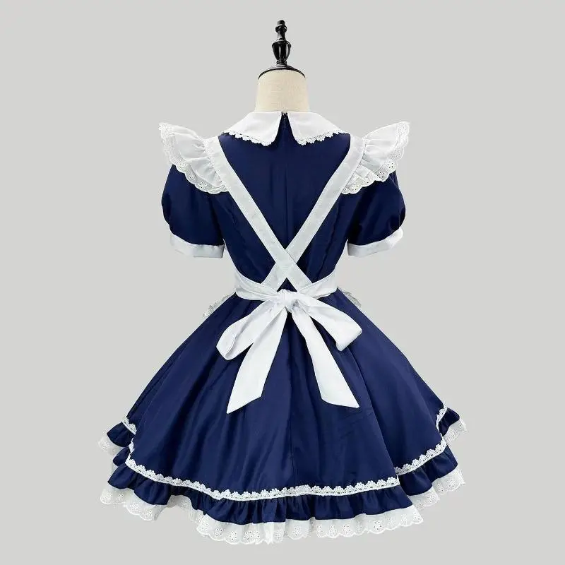 Dark Blue Cute Lolita Angel Maid Uniform for Ladies, S-5XL Basic Polyester Fabric Cosplay Costume, Festive Party Stage Outfit, Accessories, Lady